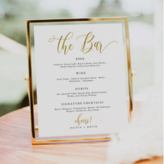 Poster Sinal de Bar de Script, Casamento de Menu do Bar