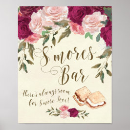 Poster Sinal de Bar de Smores, marfim, churrasco de casam