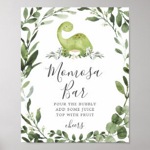 Poster Sinal de Bar do Chá de fraldas Dinosaur Mimosa