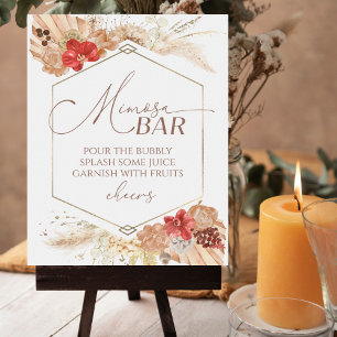 Poster Sinal de Bar do Chá de panela Floral Boho Mimosa