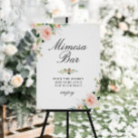 Poster Sinal de bar do chá de panela Inverso cor-de-rosa<br><div class="desc">Um design floral com lindas flores cor-de-água rosadas. O texto e as cores neste poster de sinal podem ser editados.</div>
