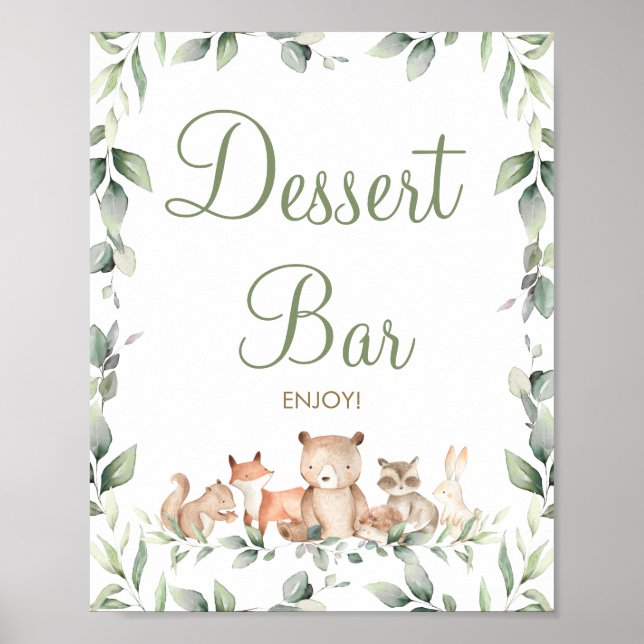 Poster Sinal de Bar do Dessert Greenery Woodland (Frente)
