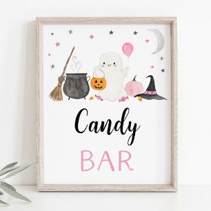 Poster Sinal de Bar do Fantasma Rosa Halloween Candy