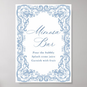 Poster Sinal de Bar Dusty Blue Mimosa do Ornamentado Rena