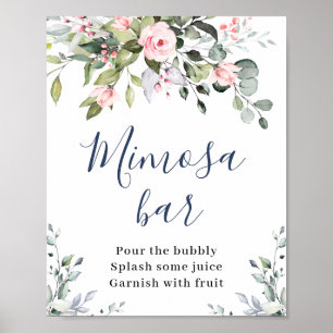 Poster Sinal de Bar Eucalyptus Mimosa Elegante