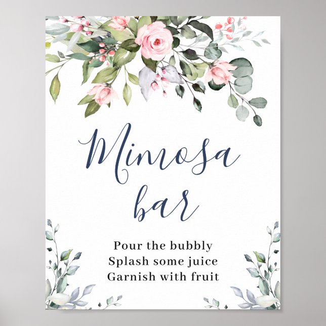 Poster Sinal de Bar Eucalyptus Mimosa Elegante (Frente)
