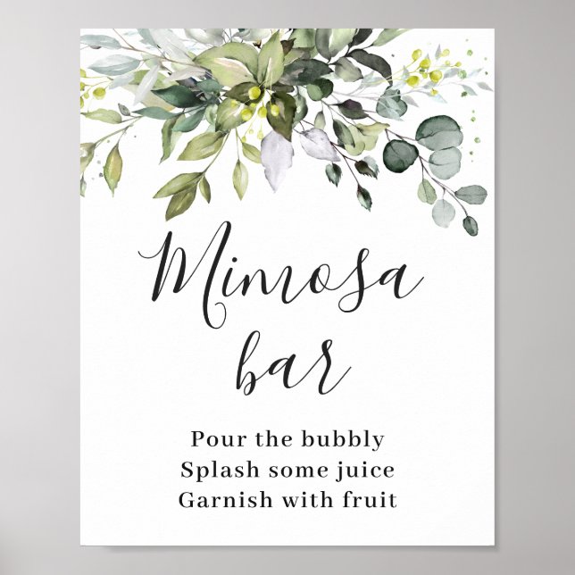 Poster Sinal de Bar Eucalyptus Mimosa Elegante (Frente)