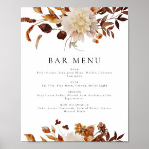 Poster Sinal de Bar Floral Bohemian Terracotta Fall