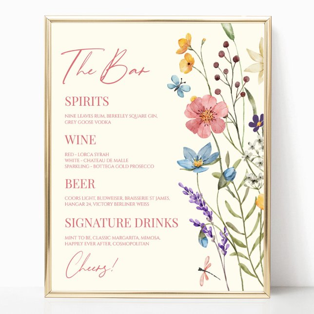 Poster Sinal de Bar Floral de Flor Selvagem de Flor Selva (Criador carregado)