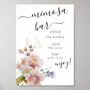 Poster Sinal de Bar Floral Mimosa
