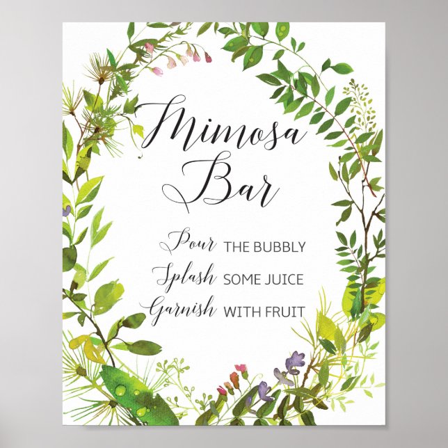 Poster Sinal de Bar Greenery Mimosa (Frente)