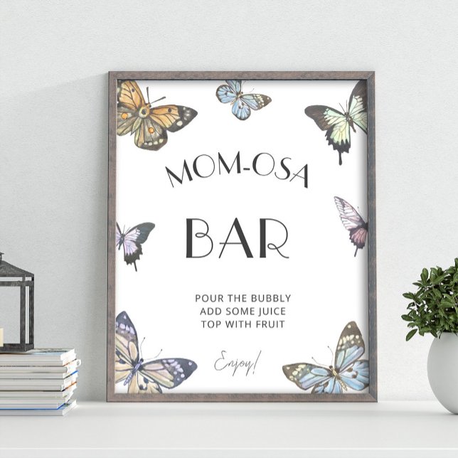 Poster Sinal de Bar Mãe-osa Chá de fraldas de Borboleta C (Criador carregado)