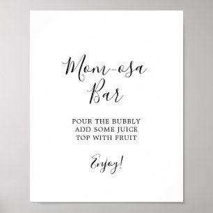 Poster Sinal de Bar Mãe-Osa Chá de fraldas Minimalista