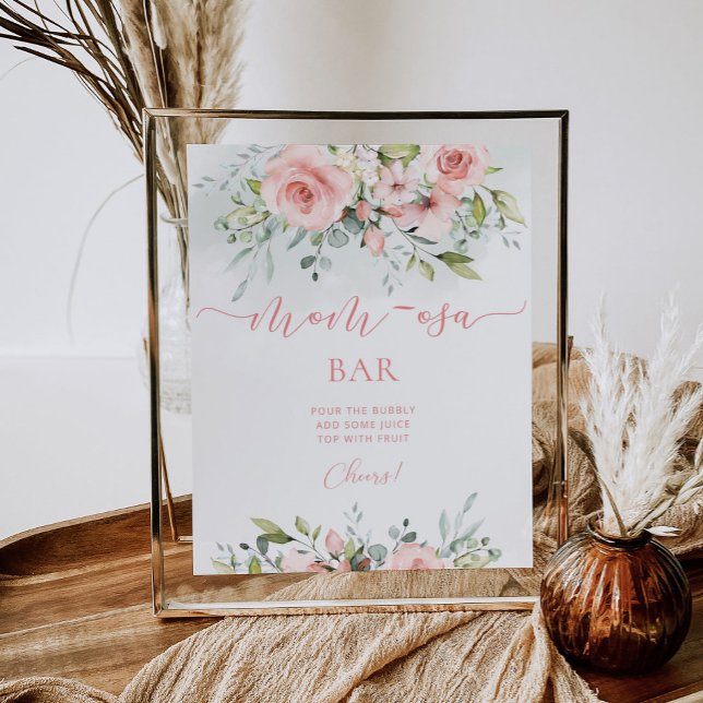 Poster Sinal de bar Mãe-osa, chá de fraldas Rosa-Rosa-Blu (Criador carregado)