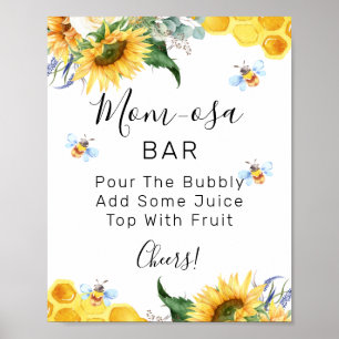 Poster Sinal de Bar Mãe-Osa da Abelha de Girassol Floral