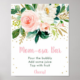 Poster Sinal de Bar Mãe-osa Dourado Blush Floral