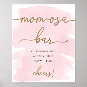 Poster Sinal de Bar Mãe-osa Dourado por Aquarela rosa