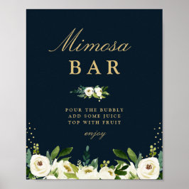 Poster sinal de bar marfim branco chá de panela floral mi