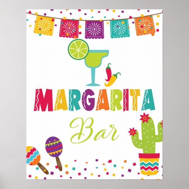 Poster Sinal de Bar Margarita - Fundo Branco (Frente)