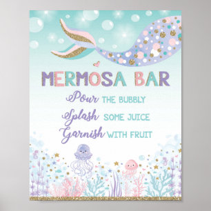 Poster Sinal de Bar Mermaid Mimosa, Bar Mermosa, sob o ma