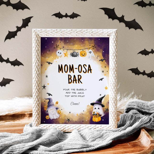 Poster Sinal de Bar Mimosa Chá de fraldas Halloween (Criador carregado)