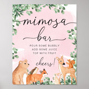 Poster Sinal de Bar Mimosa - Chá de fraldas Rosa - Anima