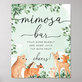 Poster Sinal de Bar Mimosa Chá de fraldas Verde de Animai