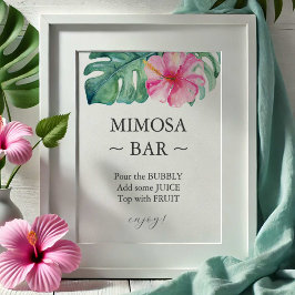 Poster Sinal de Bar Mimosa Chá de panela de Hibiscus Trop