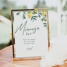 Poster Sinal de Bar Mimosa Chá de panela Limon Mimosa