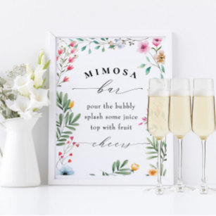 Poster Sinal de Bar Mimosa de Casamento de Chá de panela 