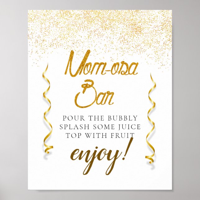 Poster Sinal de Bar Mimosa de Chá de fraldas Elegante (Frente)