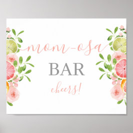 Poster Sinal de Bar Mimosa do Chá de fraldas Citrus