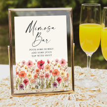 Sinal de Bar Mimosa do Chá de panela Bloom