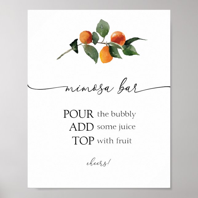 Poster Sinal de Bar Mimosa do Flor Laranja (Frente)