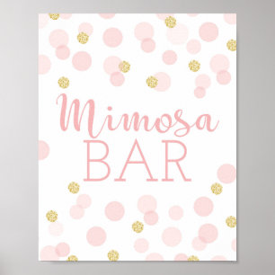 Poster Sinal de Bar Mimosa Dourado de Confetti
