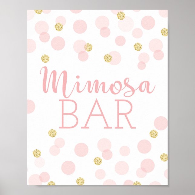 Poster Sinal de Bar Mimosa Dourado de Confetti (Frente)