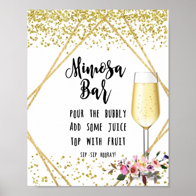 Poster Sinal de Bar Mimosa Faux dourconfetti (Frente)