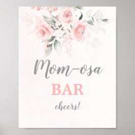 Poster Sinal de Bar Mimosa Floral Rosa Blush