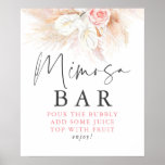 Poster Sinal de Bar Mimosa Floral Rosa Pampas<br><div class="desc">Elegante cor-de-rosa chá de panela de erva-palha Mimosa bar</div>