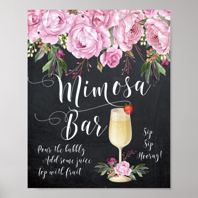 Poster Sinal de Bar Mimosa Lilac Floral (Frente)