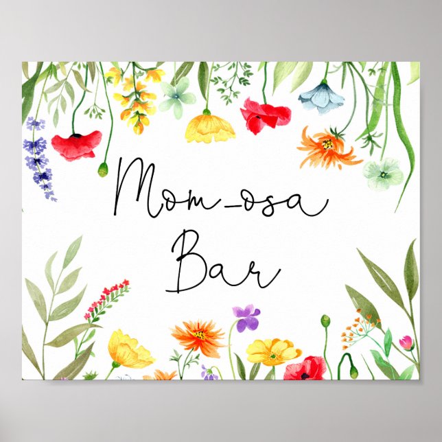 Poster Sinal de bar Mimosa mimosa de flores silvestres co (Frente)