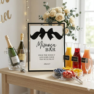Poster Sinal de Bar Mimosa Minimalista com Laço Preto par