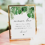 Poster Sinal de Bar Mimosa na Praia Tropical da CORA<br><div class="desc">Este bar mimosa, sinal de modelo, apresenta folhas de palma de aquarela tropicais e um tipo de letra elegante. Edite facilmente o texto *maioria* para corresponder ao seu evento. Este sinal de bebida mimosa é perfeito para seu chá de panela de praia, casamento de destino, solteira tropical, ou qualquer outra...</div>