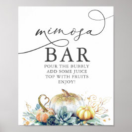 Poster Sinal de Bar Mimosa Suculentas Abóboras Chá de Noi