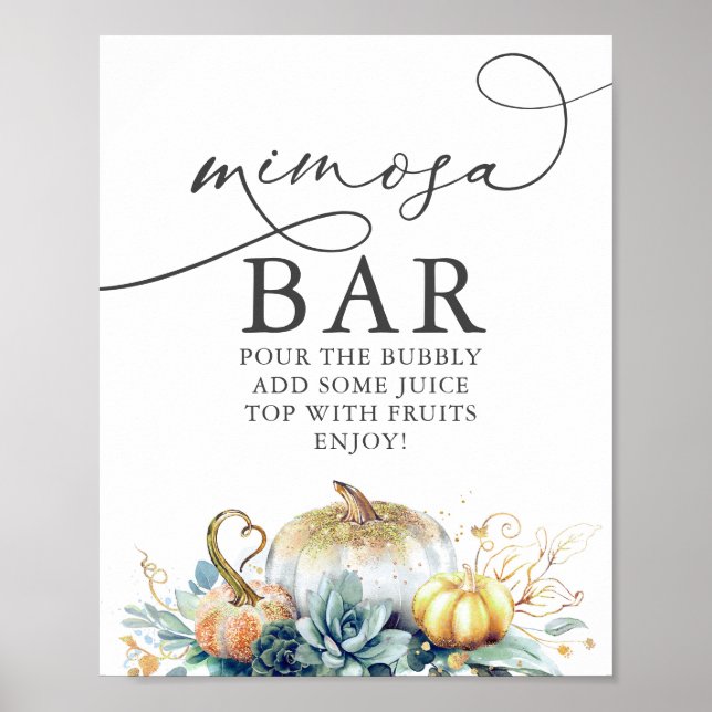 Poster Sinal de Bar Mimosa Suculentas Abóboras Chá de Noi (Frente)