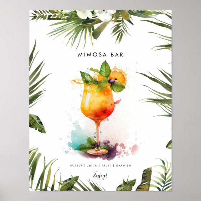 Poster sinal de bar mimosa tropical (Frente)