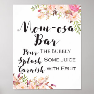 Poster Sinal de bar MOM-osa floral Boho
