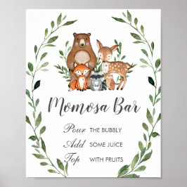 Poster Sinal de Bar Momosa - Animais da Floresta - Riquez