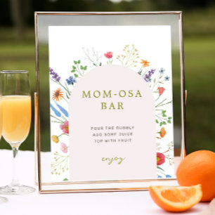 Poster Sinal de Bar Momosa Colorida Chá de fraldas de Flo