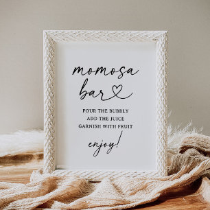 Poster Sinal de Bar Momosa do Chá de fraldas Script Moder